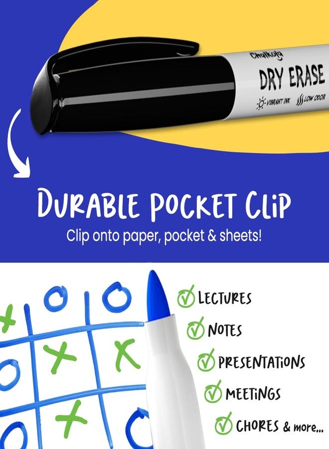 Chalkola 60 Fine Tip Dry Erase Markers Bulk (60 Pack, 12 Colors) | Non toxic, Low Odor Whiteboard Markers for Kids, Teachers, Office, School, Classroom Supplies - Thin Point White Board Dry Erase Pens - Image 4