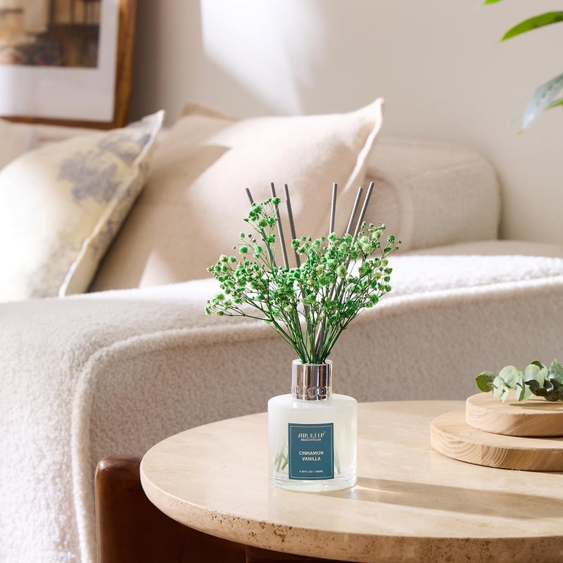 Airkeep Reed Diffuser Set,3.38 fl oz (100 ml) - Cinnamon Vanilla Oil Diffusers with 8 Reed Sticks, Home Fragrance Reed Diffuser for Bathroom Shelf Decor - Image 5