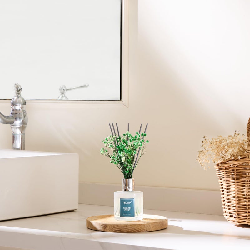 Airkeep Reed Diffuser Set,3.38 fl oz (100 ml) - Cinnamon Vanilla Oil Diffusers with 8 Reed Sticks, Home Fragrance Reed Diffuser for Bathroom Shelf Decor - Image 4