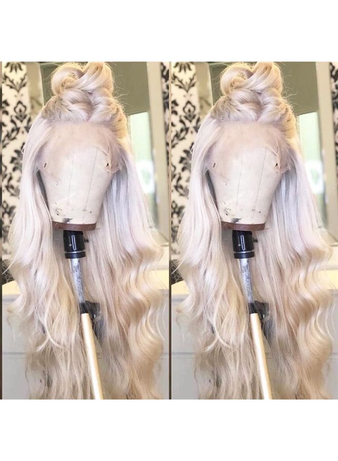 ANDRIA Platinum Blonde Wig lace front wigs Long Wigs Loose Wave Glueless Lace Wig Colored Synthetic Heat Resistant Fiber Wig With Baby Hair Natural Wavy White Blonde Body Wave Colorful wig for Women