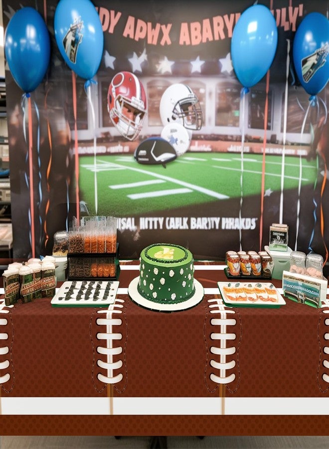 Childom Football Party Decorations,2 Pack Football Tablecloth Disposable Plastic Tablecloth 54" x 108",Football Birthday Party Decor,Football Table Cloth for Rectangle Tables,Football Party Supplies for Home - Image 5