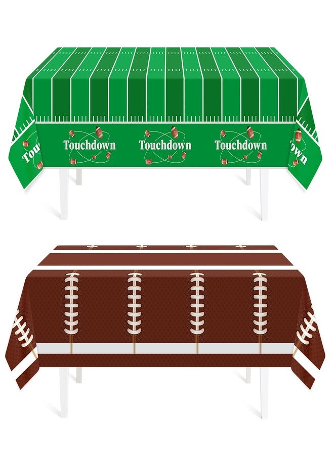 Childom Football Party Decorations,2 Pack Football Tablecloth Disposable Plastic Tablecloth 54" x 108",Football Birthday Party Decor,Football Table Cloth for Rectangle Tables,Football Party Supplies for Home - Image 1