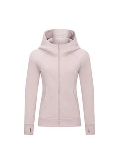 Autumn/Winter Yoga Suit Running Jacket Fitness Topslims Smooths Your Silhouette Hooded Cardigan Sweatshirt Womens Fleece-Lined Off-white