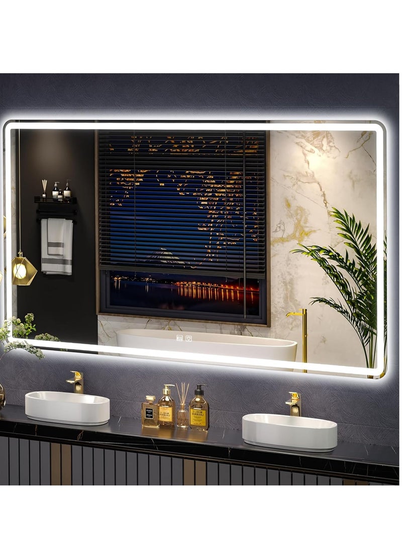 Rightsure LED bathroom mirror, vanity mirror with front and backlight, infinitely dimmable double wall mirror, anti-fog 3-color illuminated vanity mirror  - Image 1