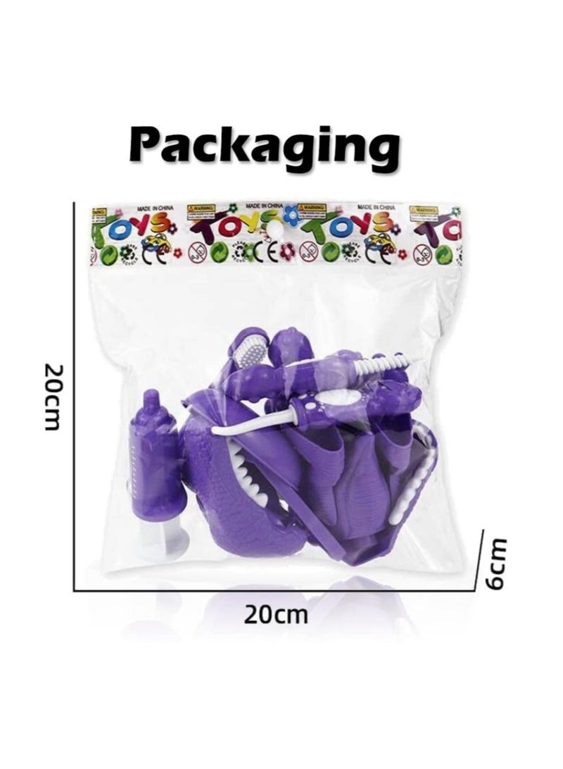 كابتن تيك 10PCS Plastic Dinosaur Simulation Dentist Play Set Animation Medical Kit Pretend Toy for Kids Hygienic Habbit Cultivation Role Game Children 5 Models 4 Colors OPP Bag Packaging - Image 5