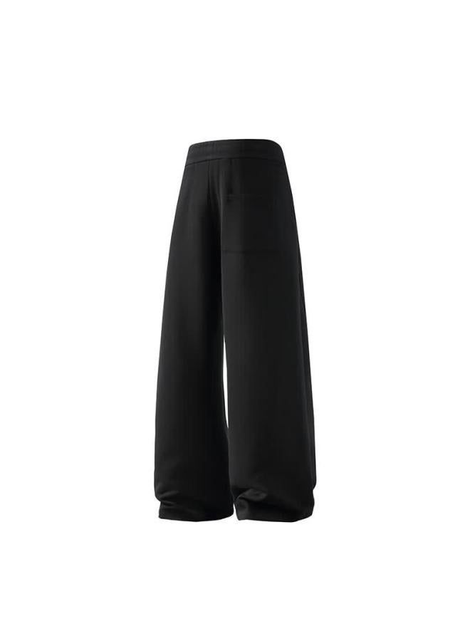 Dingfengbaoluo American Style Heavyweight Sweatpants Men Autumn Winter Loose Simple Curved Straight Casual Trousers Hnd75jr Black XL - Image 1