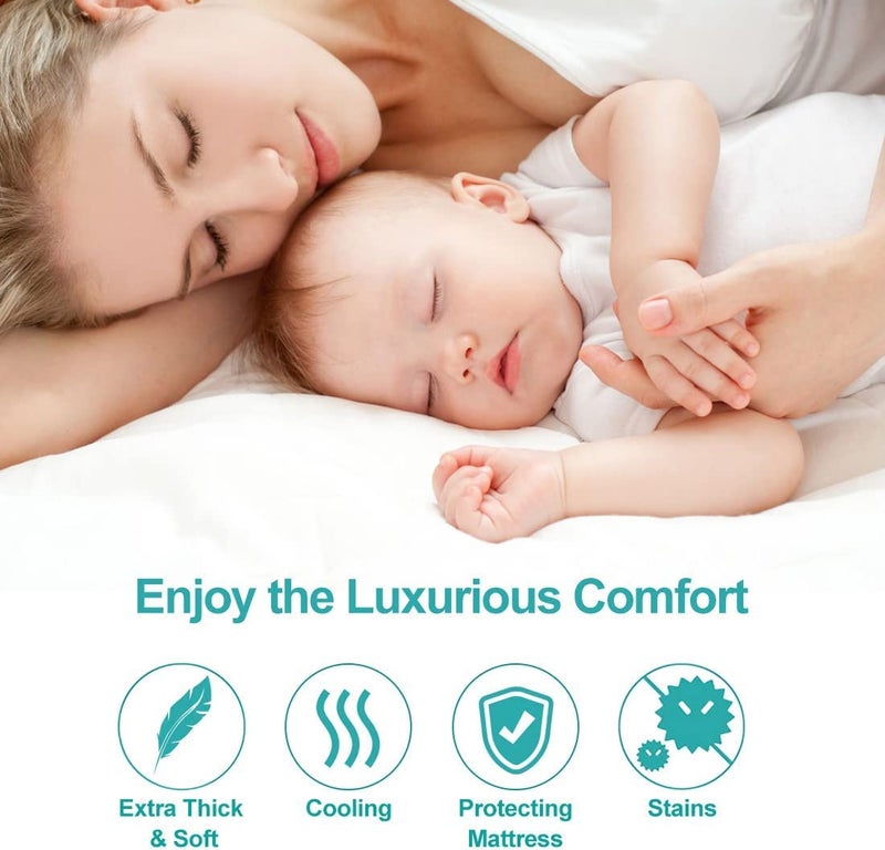 Texlux Mattress Pad Pillow Top Mattress Cover Quilted Fitted Mattress Protector Cotton Mattress TopperSize72X78InchGrey - Image 4