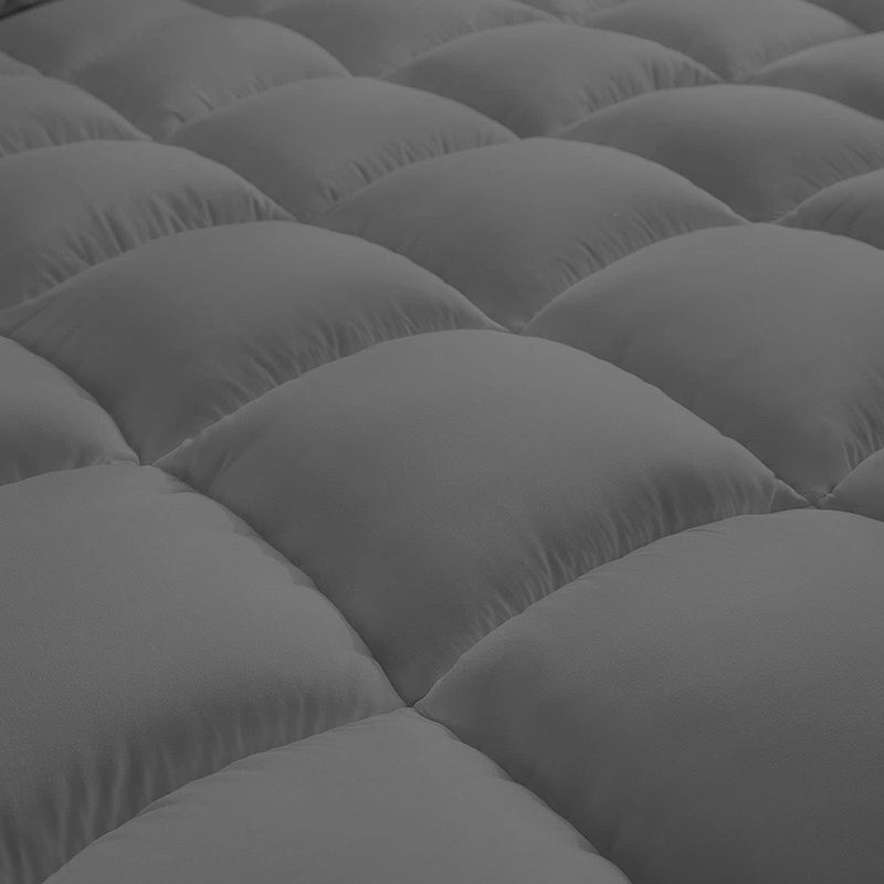Texlux Mattress Pad Pillow Top Mattress Cover Quilted Fitted Mattress Protector Cotton Mattress TopperSize72X78InchGrey - Image 2