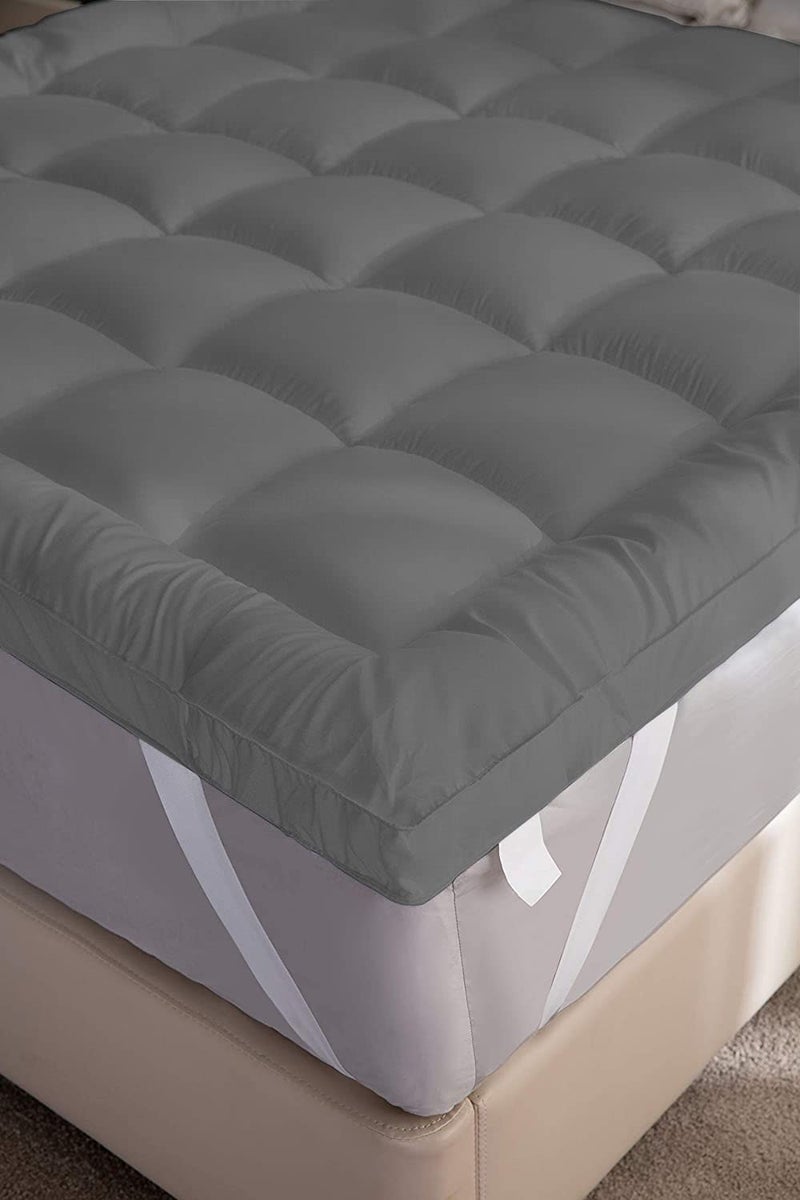 Texlux Mattress Pad Pillow Top Mattress Cover Quilted Fitted Mattress Protector Cotton Mattress TopperSize72X78InchGrey - Image 3