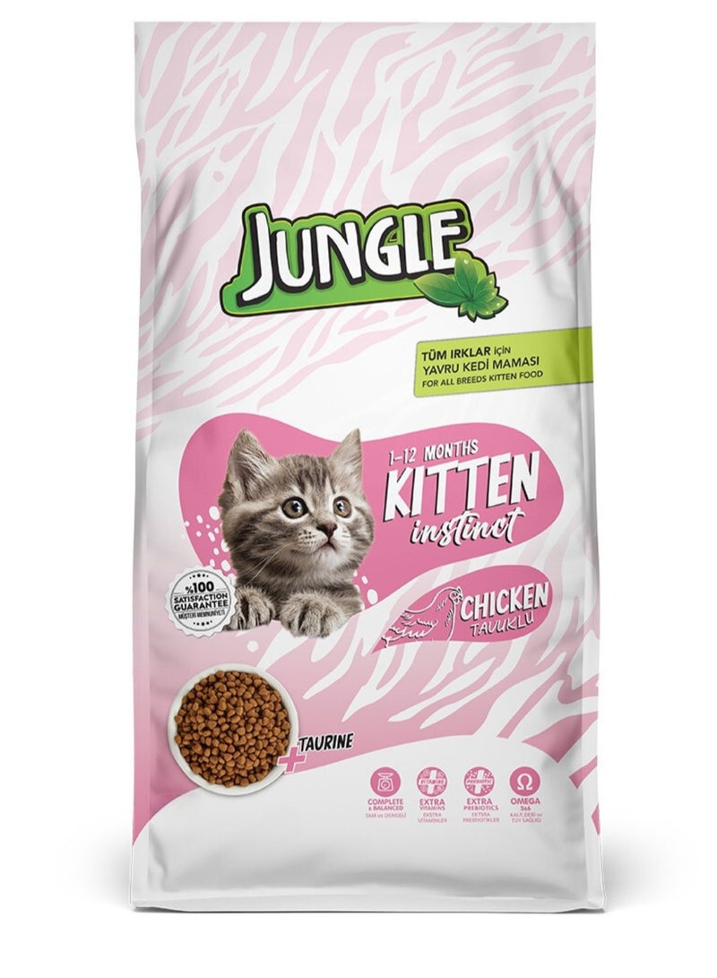 Jungle Cat Kitten Dry Food In Chicken Flavor, With Vitamins And Taurine 15KG