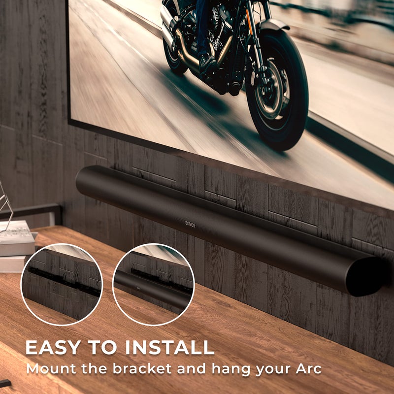 HumanCentric Wall Mount Compatible with Sonos Arc and Sonos Arc Ultra Sound Bar Only (Black), Mount on Wall Under TV, Floating Style, Hidden Design, Hardware Included - Image 3