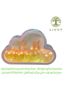 LIVVY Cloud Tulip Mirror Lamp – Infinity Flower Night Light, LED Cloud Mirror Light for Bedroom & Home Decor – Aesthetic Desk Light, Fully Assembled, Gift for Women & Girls  - Image 1