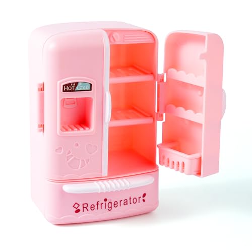 Kimo Dollhouse Mini Refrigerator Furniture Essential Kitchen Accessory for Dollhouse Compatible with Mini Foods Kids Playhouse Decor - Image 1