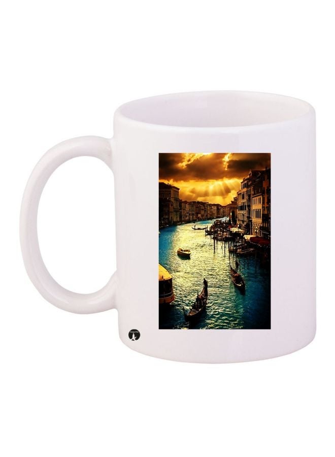 RYN City Printed Coffee Mug White/Blue/Brown 11ounce