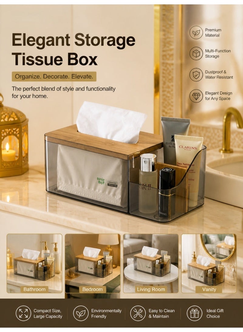 Wooden Tissue Box，Holder For Disposable Facial Tissues. Rectangular Wooden Tissue Box Stand Suitable For Bedrooms, Bathrooms, Living Rooms, And Kitchens - Image 1