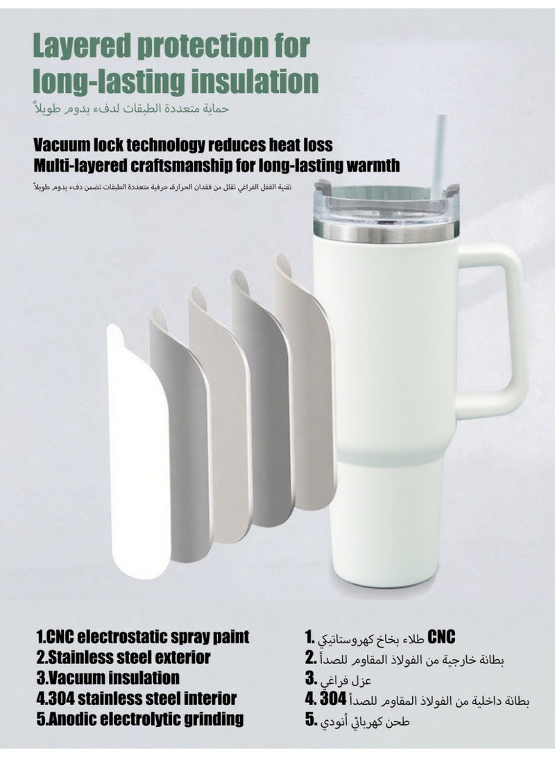 WEMART water bottle,water bottle stainless steel,Stainless steel water bottle with handle and straw,Stainless steel water bottle with handle and straw, capacity 40oz/1200ml, keeps hot or cold, suitable for office, travel, bedroom and car - Image 4