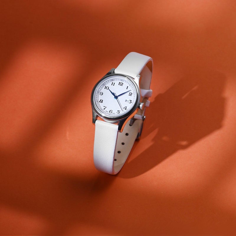 WOCCI 14mm Lug Width, Elegant Watch Band, Genuine Leather Replacement Strap with Silver Buckle (White) - Image 2