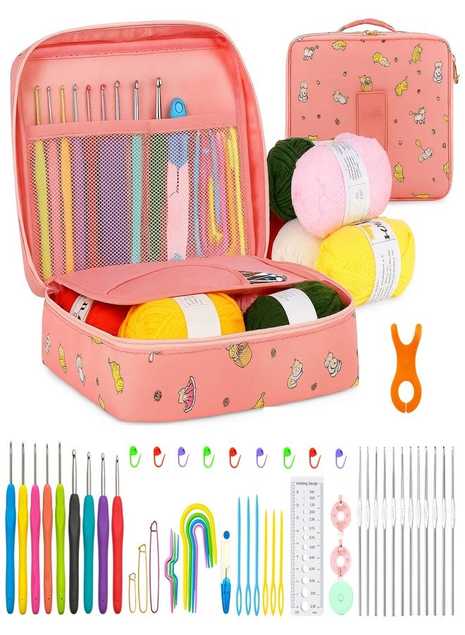 KRENZ 59 Pcs All in One Crochet Kit for Beginners Crochet Starter Set with Colorful Yarn, Crochet Hooks, Stitch Markers & Organizer Bag Ideal for Kids & Adult - Image 1