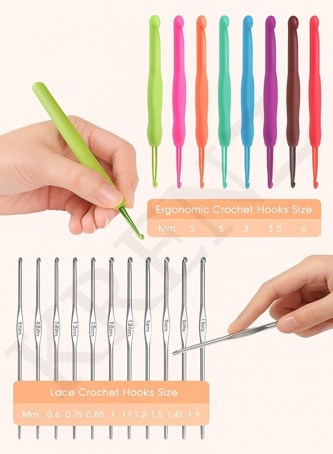 KRENZ 59 Pcs All in One Crochet Kit for Beginners Crochet Starter Set with Colorful Yarn, Crochet Hooks, Stitch Markers & Organizer Bag Ideal for Kids & Adult - Image 3