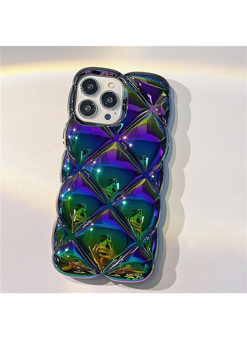 Generic iPhone 14 Pro Max Case: 3D Cute Laser Wave Shiny Diamond Luxury Silicone Phone Cover for Women & Girls (Black)  - Image 1