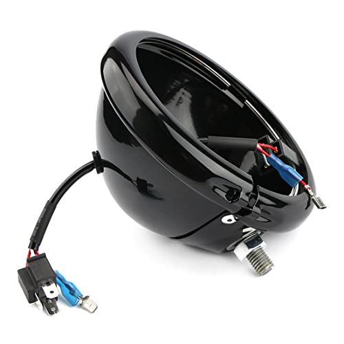 Autokun 5.75" Headlight Housing Motorcycle 5 3/4 inch Round LED Headlight Bucket for Motorcycle Headlamp Mounting, Black - Image 2