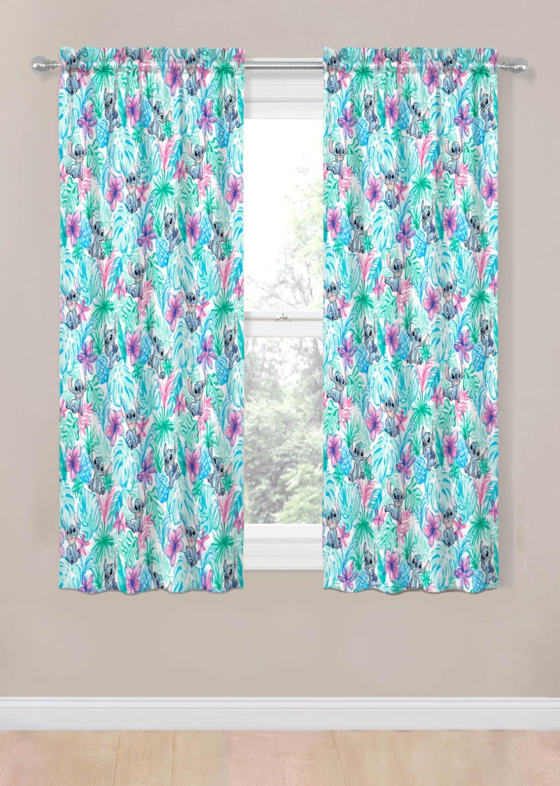 Jay Franco Window Curtains for Kids Bedroom 4-Piece Drape Set with 2 Tiebacks, Blue - Lilo & Stitch, 42" W x 63" L (Pack of 2) - Image 2