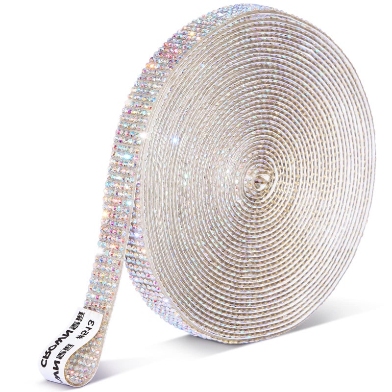 SNILOAW Self Adhesive Rhinestone StripsCrystal Rhinestone Diamond Ribbon Tape with 2mm Rhinestones Glittering for DIY Event PhoneCarWedding Decor Colorful Width 051inch X 66 Yards