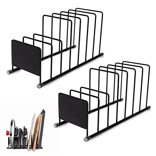 Cuisinel Lid and Dish Organizer Rack  2Pack Matte Black Kitchen Storage Organization Stand  Plate Holder PanPots Covers Cutting Board and Cookie Sheet Divider  7Tier CabinetCounter Display
