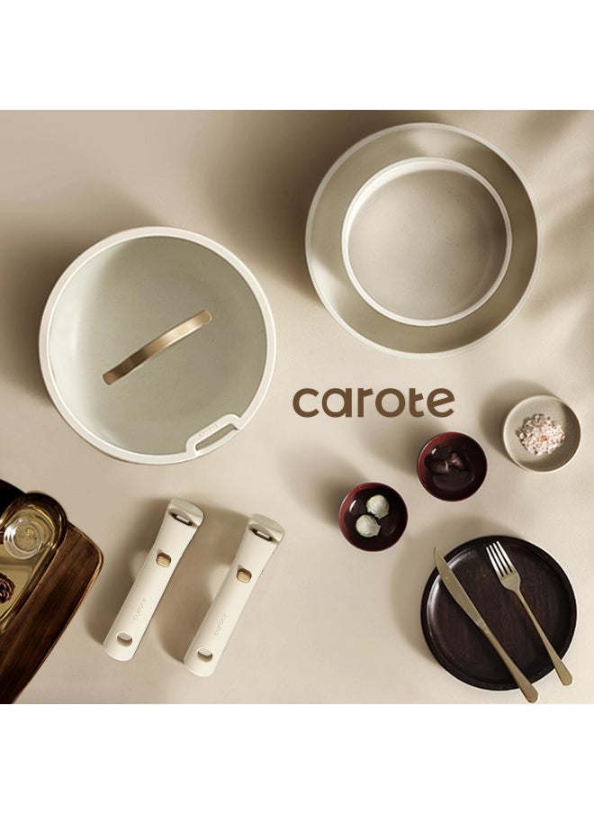 CAROTE CAROTE 19pcs Pots and Pans Set Non Stick, Cookware Set with Detachable Handle, Kitchen Cookware Sets with Removable Handle, RV Cookware Set, Oven Safe, Cream White  - Image 4