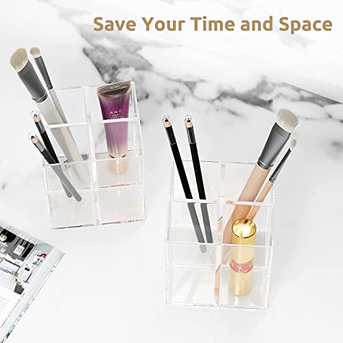 Fanassyy Clear Acrylic 4-Slot Makeup Brush Holder Organizer – Stylish Cosmetics, Eyeliner, and Pencil Storage Stand for Vanity or Bathroom Countertop (Pack of 1) - Image 5