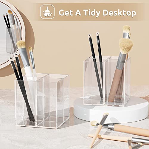 Fanassyy Clear Acrylic 4-Slot Makeup Brush Holder Organizer – Stylish Cosmetics, Eyeliner, and Pencil Storage Stand for Vanity or Bathroom Countertop (Pack of 1) - Image 4