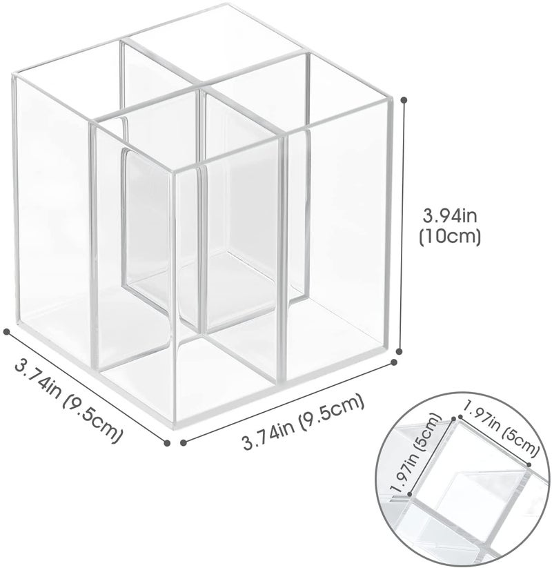 Fanassyy Clear Acrylic 4-Slot Makeup Brush Holder Organizer – Stylish Cosmetics, Eyeliner, and Pencil Storage Stand for Vanity or Bathroom Countertop (Pack of 1) - Image 2