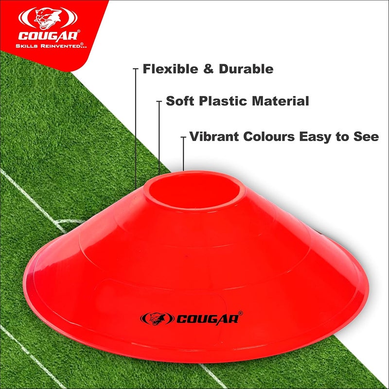 Cougar Cone Marker, Cone Marker Set, 50Pcs Sports Agility Training Space Soccer Saucer Ground Marker Cone Multicolour | for Football, Cricket, Track and Field Sports - Image 2
