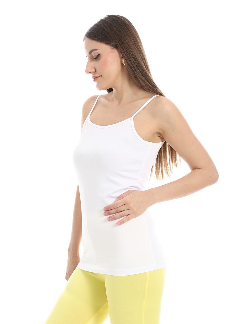 Andora White Spaghetti Sleeves Slip On Top_White - Image 2