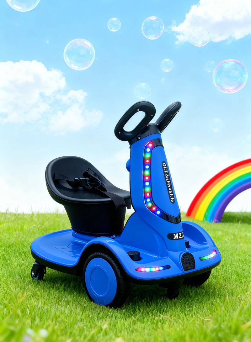 Bolivia's Multi-function Electric Scooter for Children, Four-Wheel Electric Scooter with Double Drive, Music and Light, UK Plug, Electric Scooter for 1-7 Years Kids Boys Girls - Image 1
