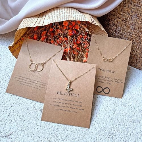 MEENAZ 5 Pcs Combo Fashion Pendant Necklace Set for Women Girls | Stylish Infinity, Butterfly & Pearl Chain Lockets | Gold Plated Jewellery for Women | Necklace for Woman & Girls Jewelry Gifts -166 - Image 3