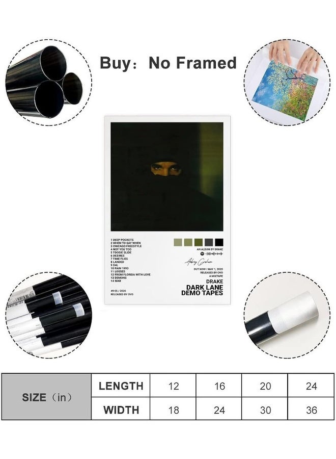 Home Trove QEWRT Drake Posters Dark Lane Demo Tapes Album Cover Posters Wall Art Print Decor Canvas Posters for Room Aesthetic Unframe:12x18inch(30x45cm)  - Image 2