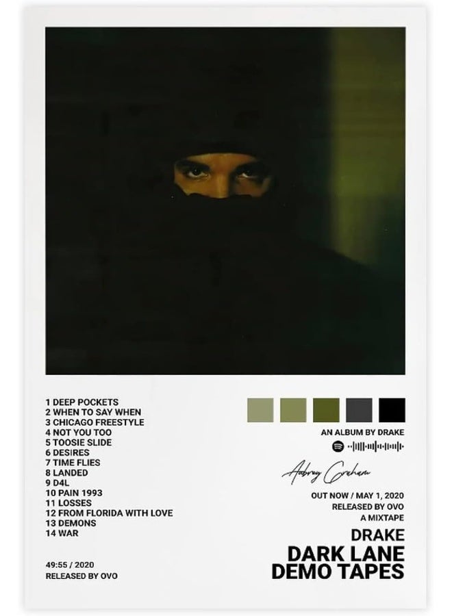 Home Trove QEWRT Drake Posters Dark Lane Demo Tapes Album Cover Posters Wall Art Print Decor Canvas Posters for Room Aesthetic Unframe:12x18inch(30x45cm)  - Image 1
