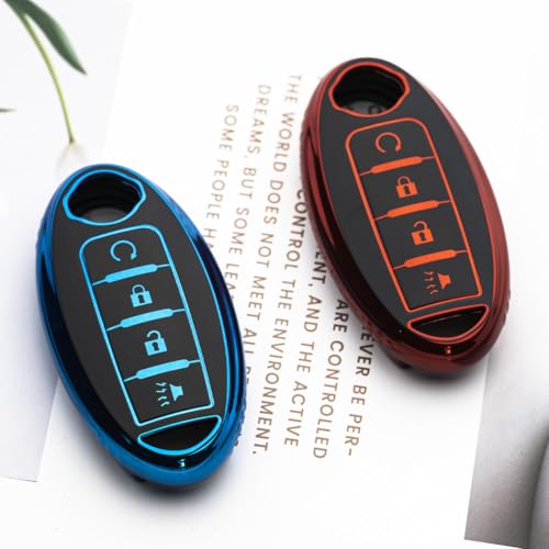 Tautrophen Key Fob Cover Fit for Nissan Infiniti Rogue Pathfinder Armada Murano kicks Frontier Titan 4 Buttons Smart Key - Image 3