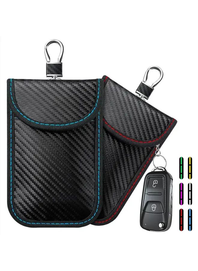2pcs RFID Blocking Carbon Fiber Faraday Case Set 1 Green 1 Red Compatible For Keys Anti Theft Shield Bag With Nano Shielding Material For Electronics Passport Holder - Image 5