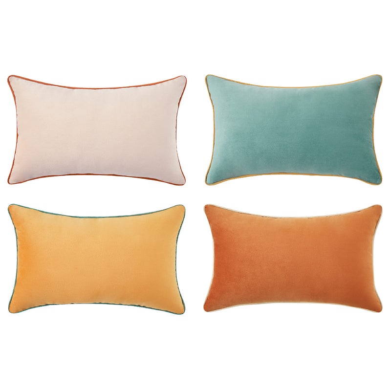 MONDAY MOOSE Decorative Throw Pillow Covers Cushion Cases Set of 4 Soft Velvet Modern DoubleSided Designs Mix and Match for Home Decor Pillow Inserts Not Included 12x20 inch OrangeTeal
