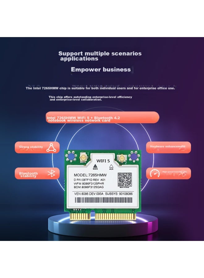 Eb-link Intel 7265 Chip Laptop Wireless Network Card, Mini-pcie Interface, Wifi 5 Gigabit Dual-band Network Card, Bluetooth 4.2, Internal Computer Module - Image 5