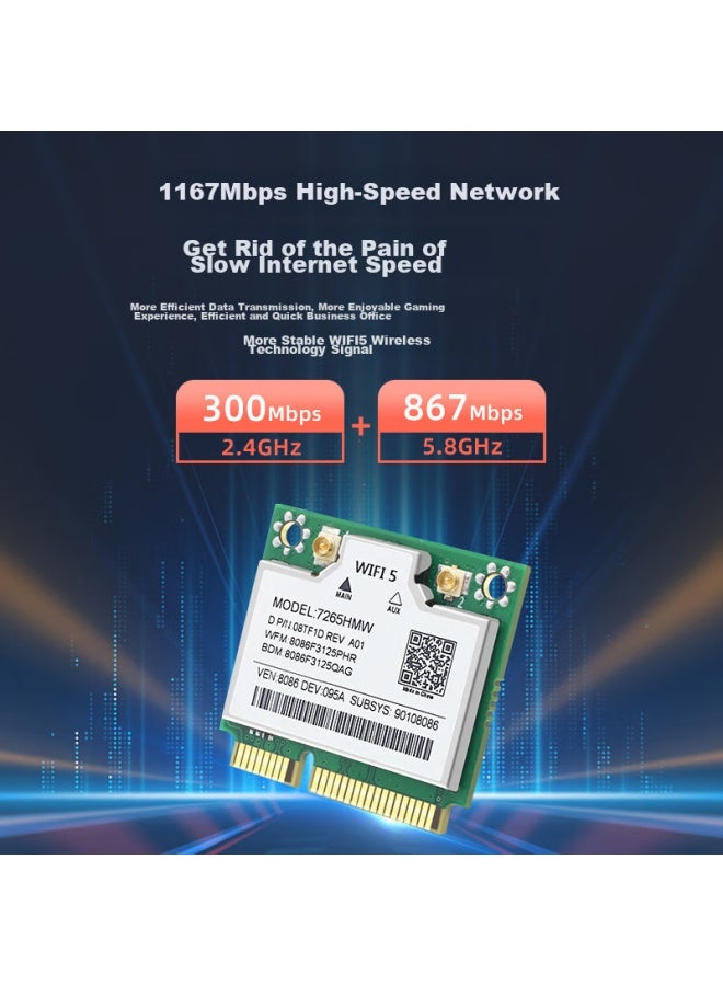 Eb-link Intel 7265 Chip Laptop Wireless Network Card, Mini-pcie Interface, Wifi 5 Gigabit Dual-band Network Card, Bluetooth 4.2, Internal Computer Module - Image 4