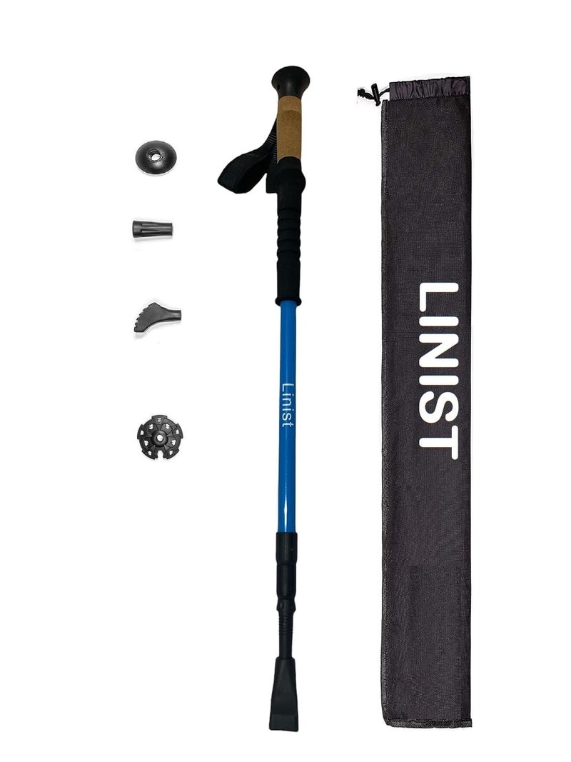 Linist Lightweight Aircraft-Grade Aluminum Trekking Pole with Extended Down Grip Plus Tip Kit and Carry Bag Walking Sticks for Hiking, Heavy Quality 7075 Aluminum with Cork Grip - Image 1