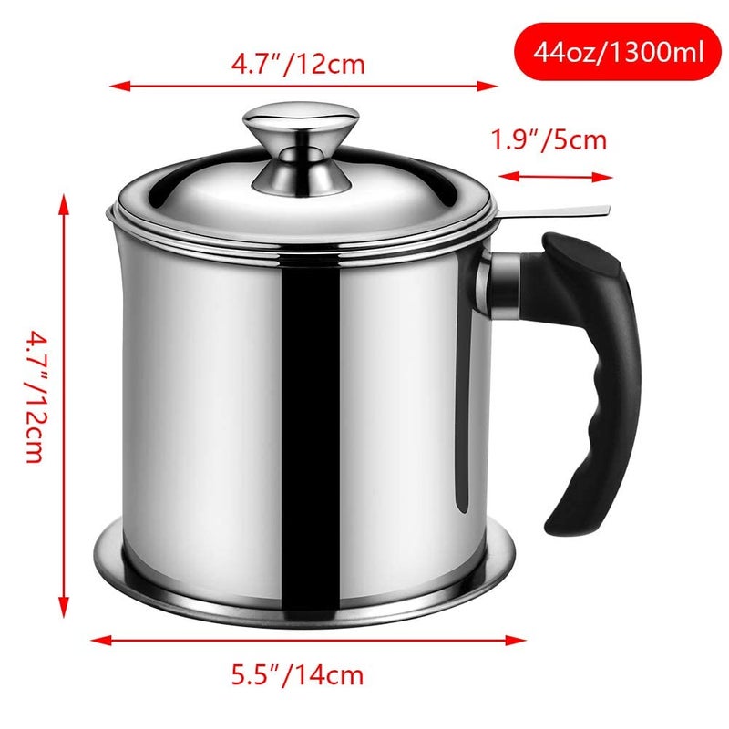 SHOPOGENIX Kitchen Cooking Oil Container Grease Container with Strainer 14L Used Deep Fat Filter Pot Grease Keeper Metal Large Frying Oil DisposalStorage Can Pack of 1 - Image 2
