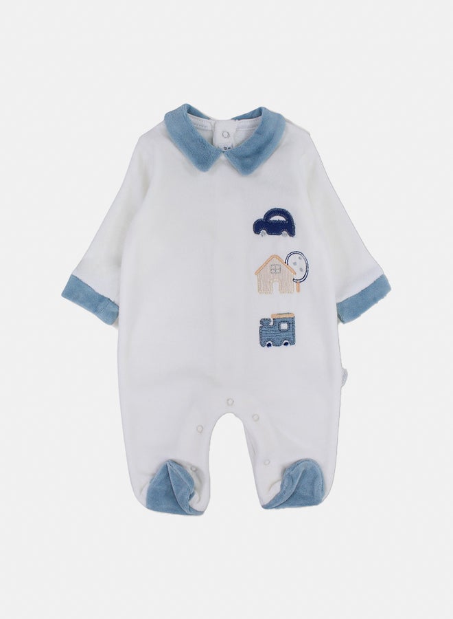 Bumber Baby Boys Velvet Baby Bodysuit - Cute Embroideries - Image 2