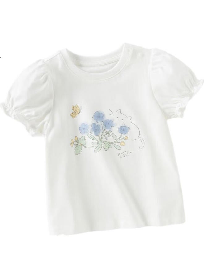 Dave & Bella David Bella Children'S Short Sleeve T-Shirt Summer Wear Girls Baby 5A Antibacterial Dust Mite Cotton Thin Top - Image 2