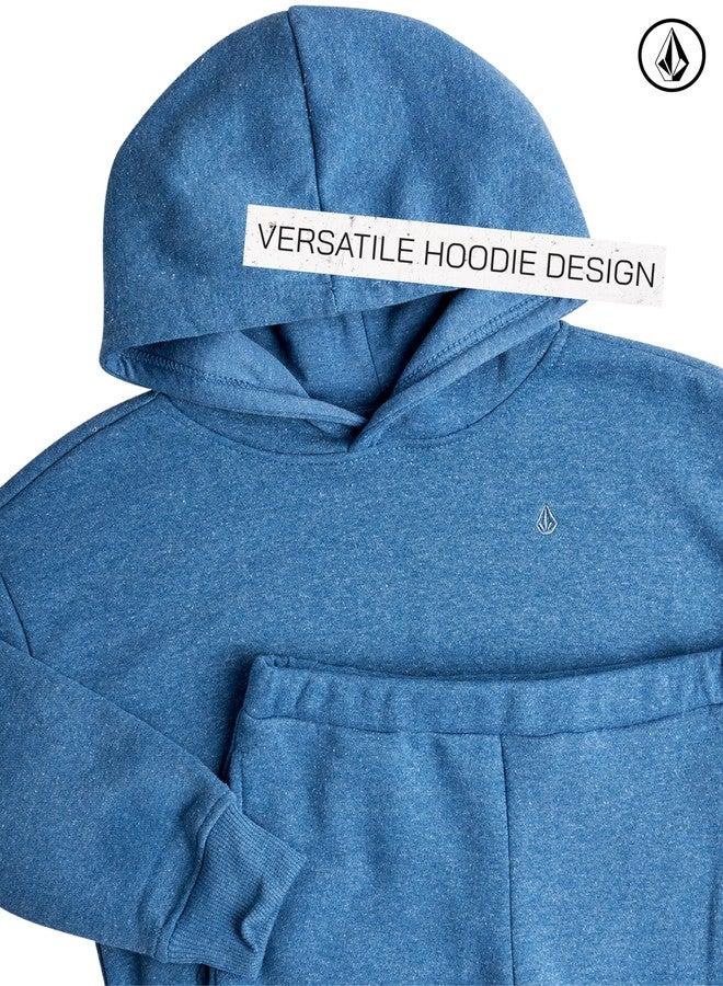 Volcom Toddler Boys Joggers Set - 2 Piece Fleece Pullover Hoodie and Jogger Pants - Matching Outfit for Little Boys (12M-7), Size 3T, Blue - Image 3