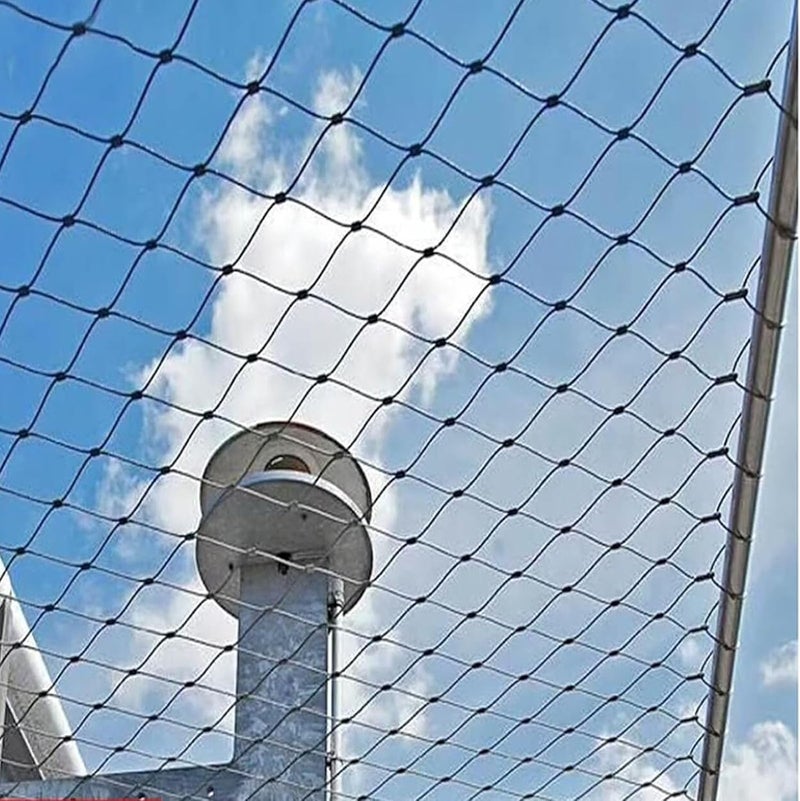 Stainless Steel Rope Wire Mesh 304 Stainless Steel Rope Net 10/5cm Animal Barrier Fence Protection Net Flexible Stainless Steel Rope Mesh for Zoo Cage Fence, Balcony, Stair(10cm,2x8m) - Image 2
