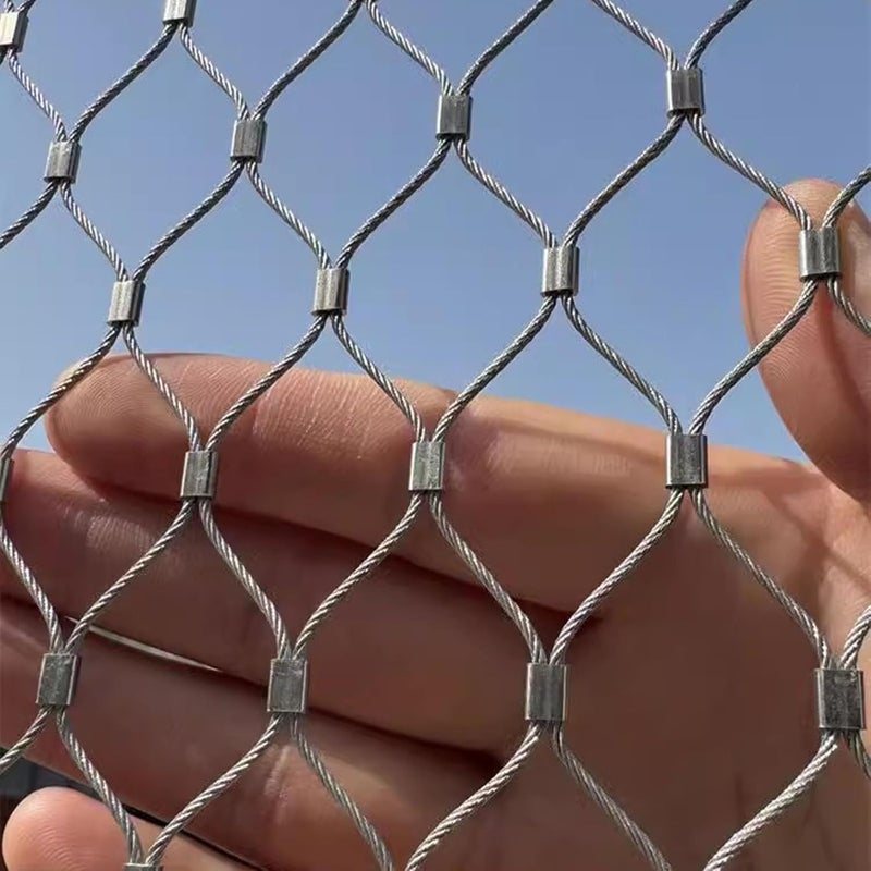 Stainless Steel Rope Wire Mesh 304 Stainless Steel Rope Net 10/5cm Animal Barrier Fence Protection Net Flexible Stainless Steel Rope Mesh for Zoo Cage Fence, Balcony, Stair(10cm,2x8m) - Image 1